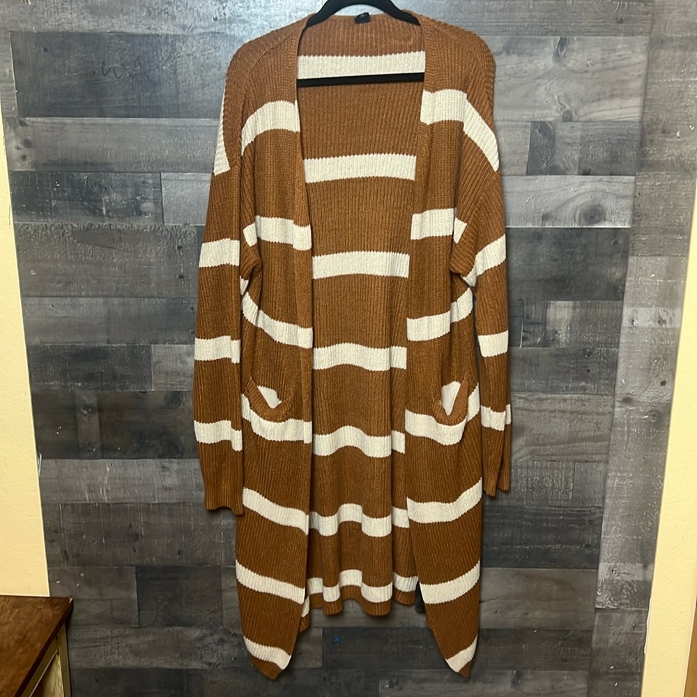 Cozy Long IJoah Brown and Tan Sweater